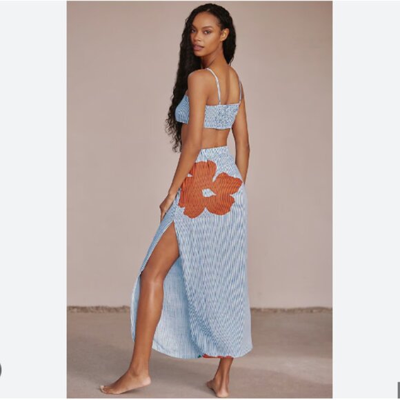 Brand New by Anthropologie Celandine Linen Blend Bandeau Crop Top & Skirt Set - Picture 2 of 11